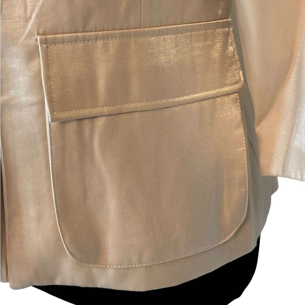 Cream Metallic Sheen Belted Jacket - Picture 10 of 15